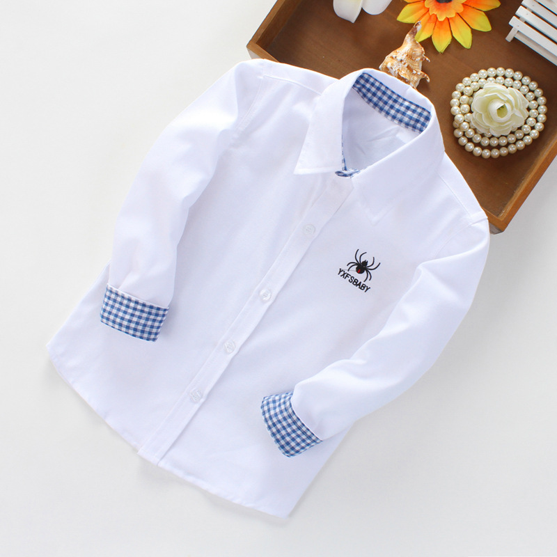 Boys' long sleeve shirt spring and autumn children's shirt primary school shirt school uniform performance clothing factory direct sales
