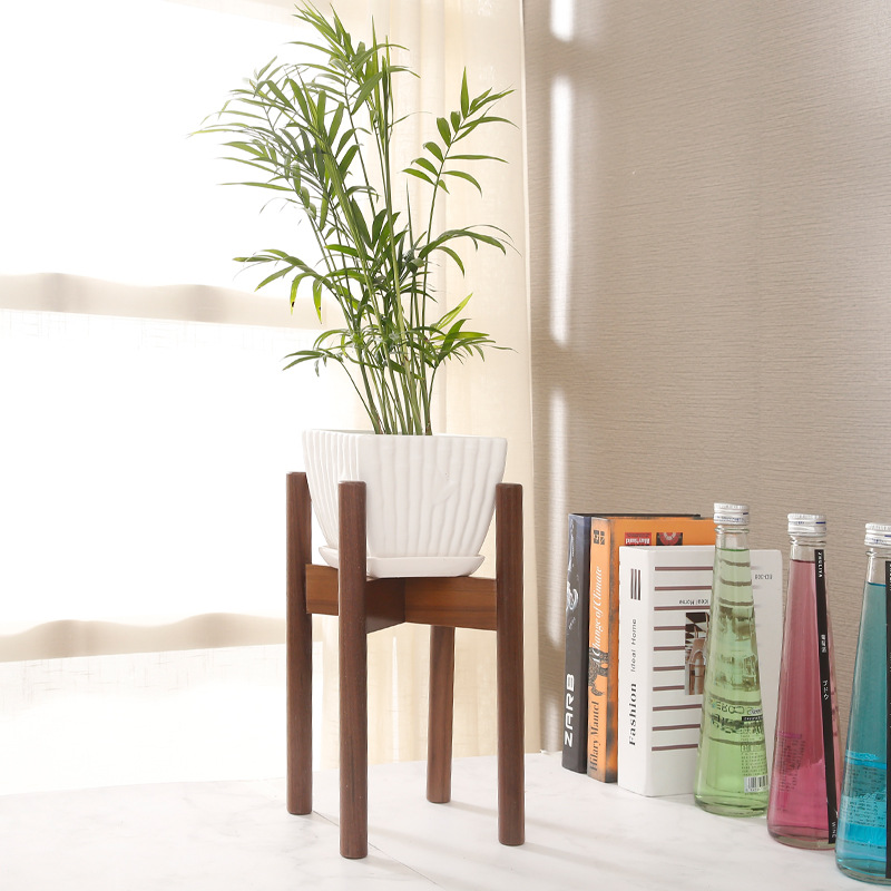 Nordic flower rack simple solid wood balcony desktop small indoor mini green basket flower pot bracket solid wood flower rack wholesale