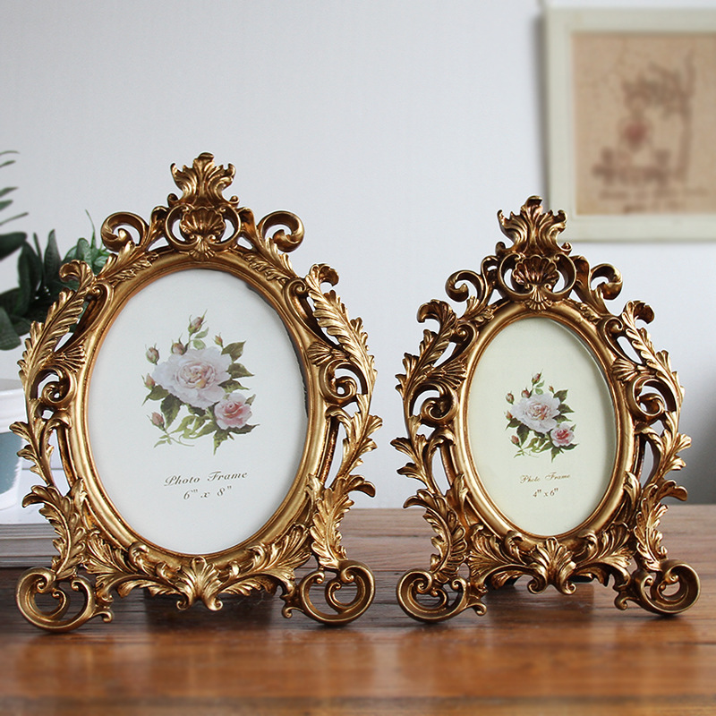 6 inch 7 inch 8 inch European antique old oval resin home set table creative photo frame wholesale