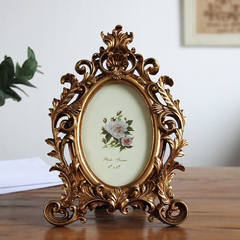 6 inch 7 inch 8 inch European antique old oval resin home set table creative photo frame wholesale