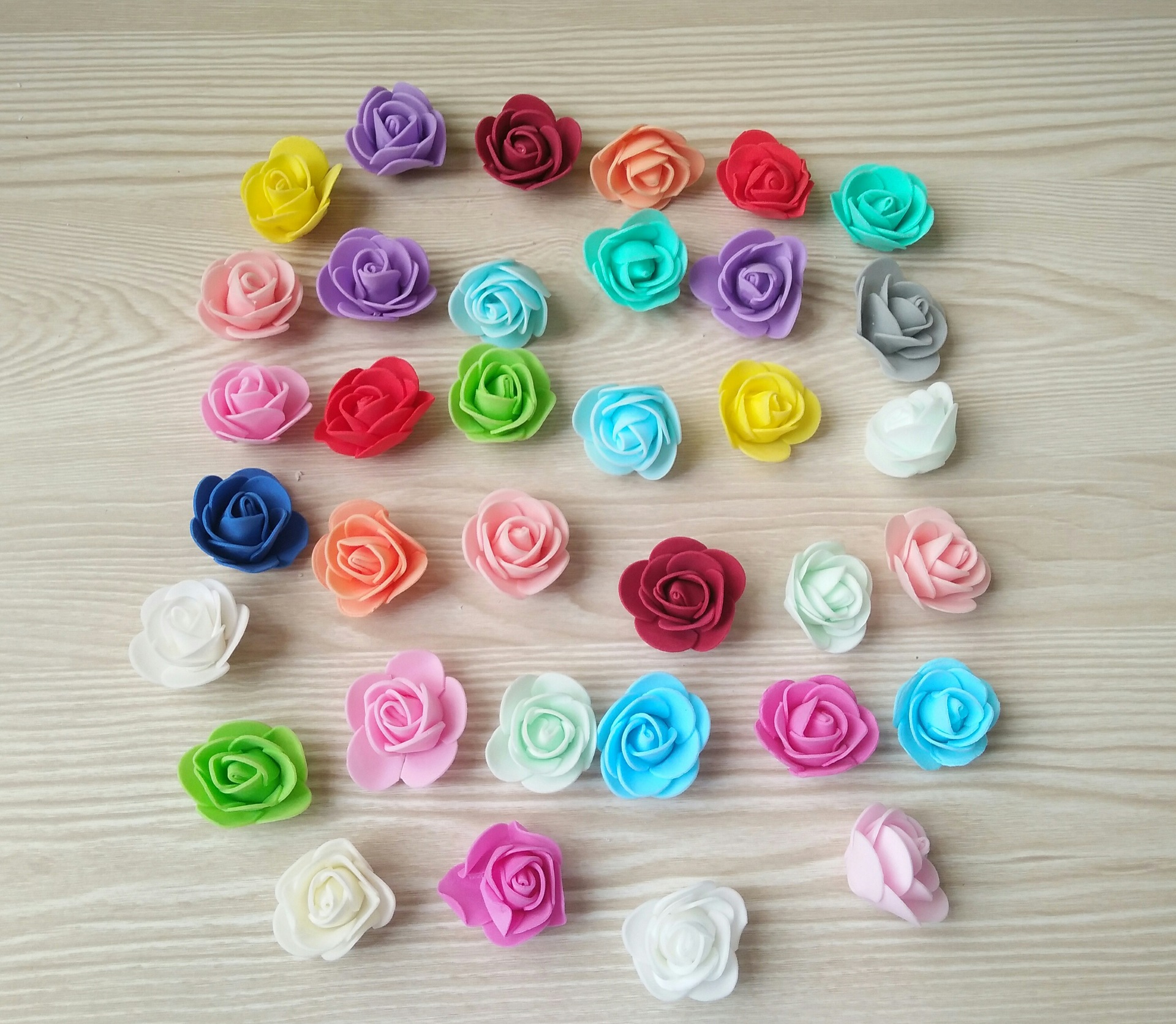 pe rose flower head simulation foam flower 3.5cm wedding gift box Garland decoration Valentine's Day bear fake flower