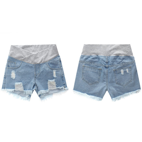 Pregnant Women's Shorts Summer Outer Wear Low Waist Denim Shorts Pregnant Women's Summer New Spring Loose Pregnant Women's Pants 0268