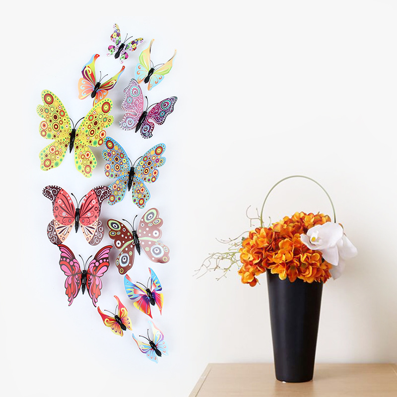 Home decoration simulation butterfly 12 PCs PVC magnetic refrigerator stickers 3D three-dimensional simulation butterfly magnet wall stickers