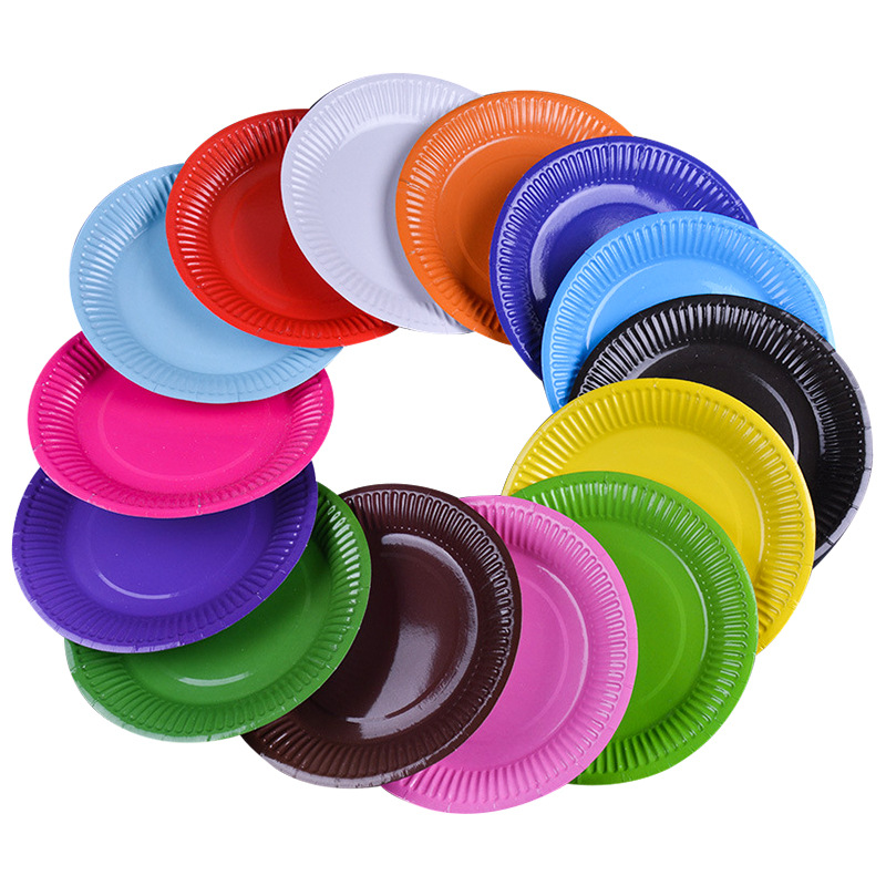 Kangle to disposable 6 inch Children's Art Manual diy paper plate painting white color printing coated paper plate sticker painting
