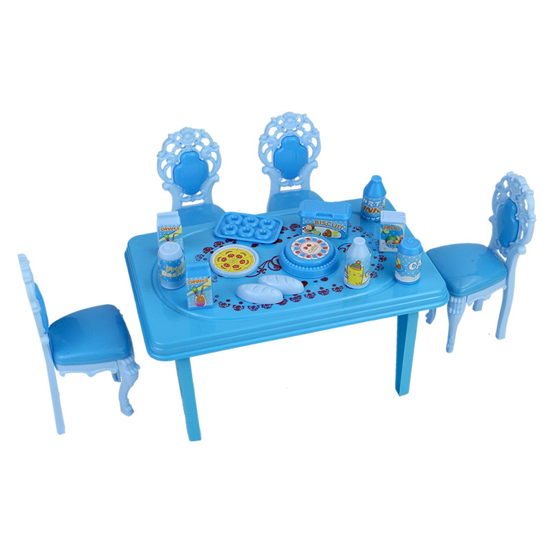 Children's Girl Doll Accessories Kitchen Dining Table and Chair Set Set Play House Toy Wedding Princess's Home