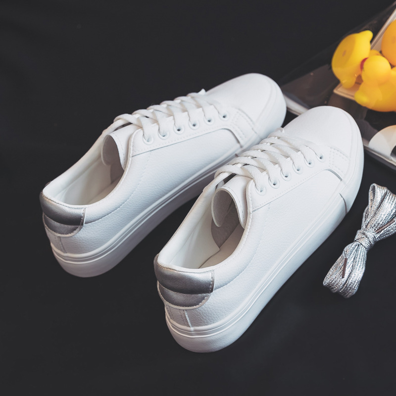 DDOO Korean-style versatile white shoes women's 2023 Spring and Autumn New Microfiber Leather Street skate shoes nurse white shoes 6901