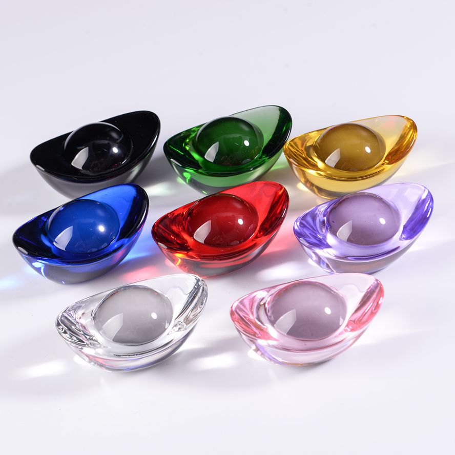 Colorful Crystal Ingot Colorful Glaze Ingot Handicraft Size Gold Ingot Ornaments Decorations Colorful Small Ingot