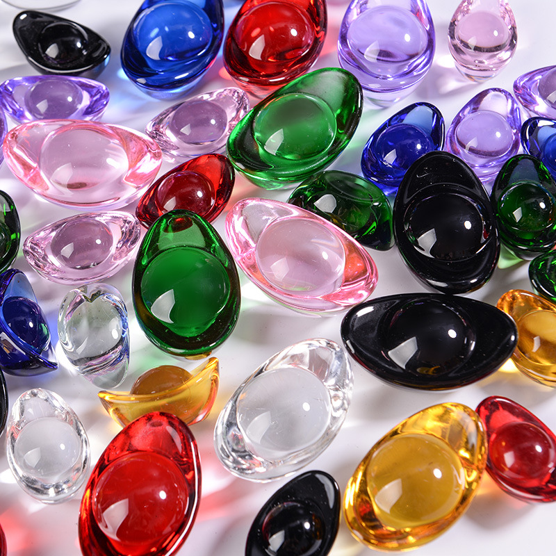 Colorful Crystal Ingot Colorful Glaze Ingot Handicraft Size Gold Ingot Ornaments Decorations Colorful Small Ingot