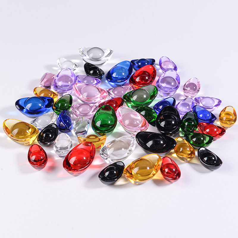 Colorful Crystal Ingot Colorful Glaze Ingot Handicraft Size Gold Ingot Ornaments Decorations Colorful Small Ingot