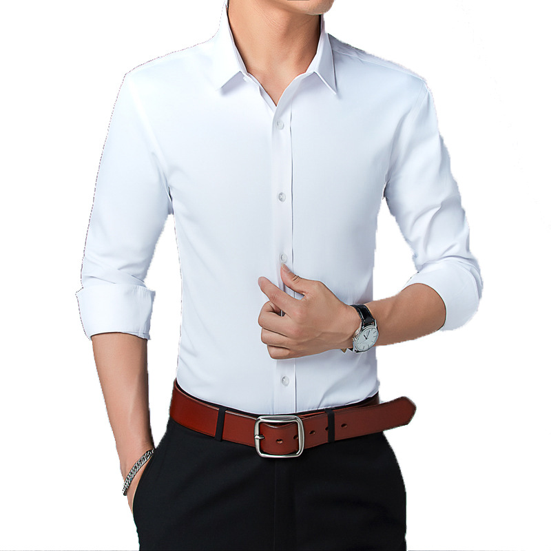 Spring and Autumn men's long-sleeved shirt men's long-sleeved slim men's shirt Korean youth solid color shirt men's wholesale cardigan