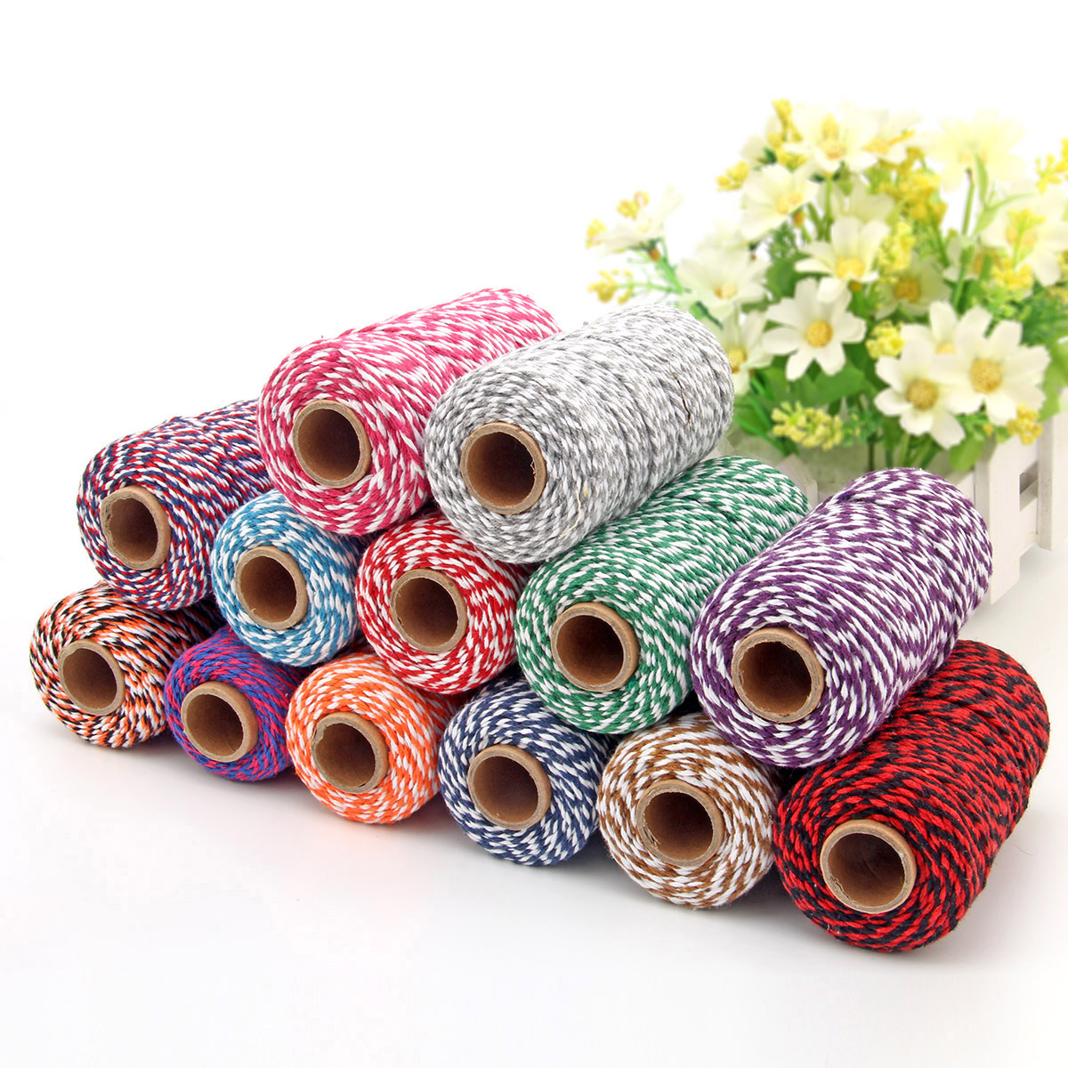 Christmas Festival Accessories 2mm Double Color Cotton Rope Double Color Line Decorative Package Zongzi Cotton Line Color 2mm Coarse Cotton Rope