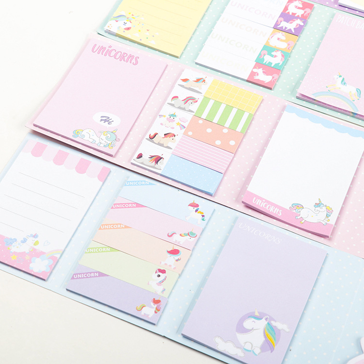 2009-2 South Korea stationery cute cartoon single animal horn pony six fold sticky note folding N times note pad