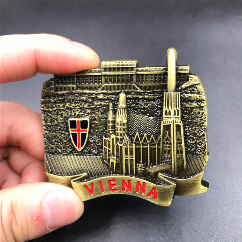 Metal High-grade 3D Refrigerator Stickers United States Egypt Fama Austria Spain Dubai Russia Shanghai Macau