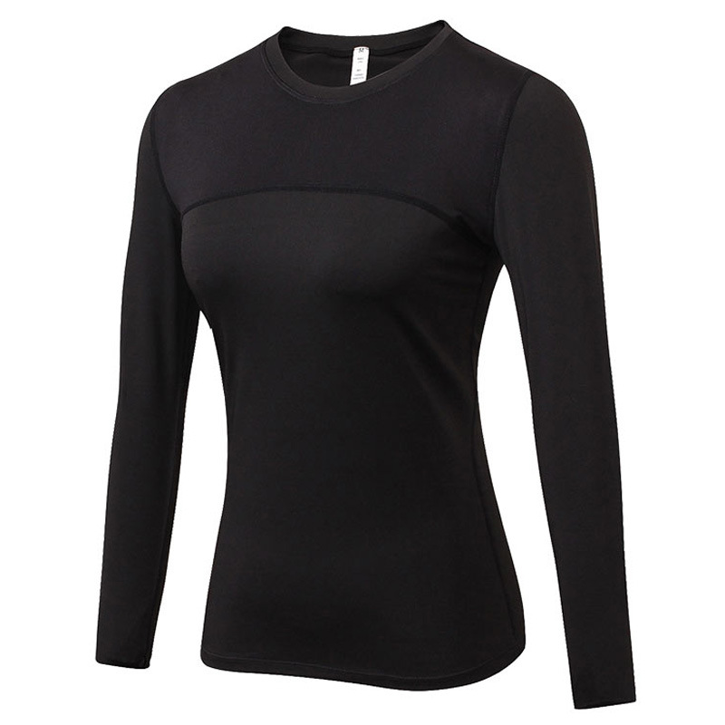 Women's tight PRO Fitness running yoga sports T-shirt sweat-wicking quick-drying mesh stitching stretch long sleeve 2029