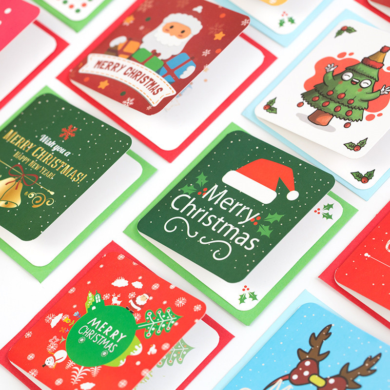 Korea Creative Wholesale Holiday Retro Cartoon Christmas New Year Card Christmas Eve Christmas Card diy619