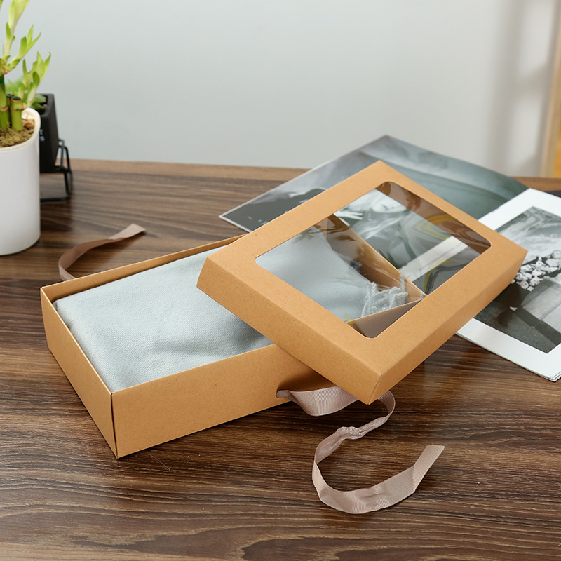 Bow decoration gift box new heaven and earth cover paper box window scarf gift box Kraft paper bag corrugated box