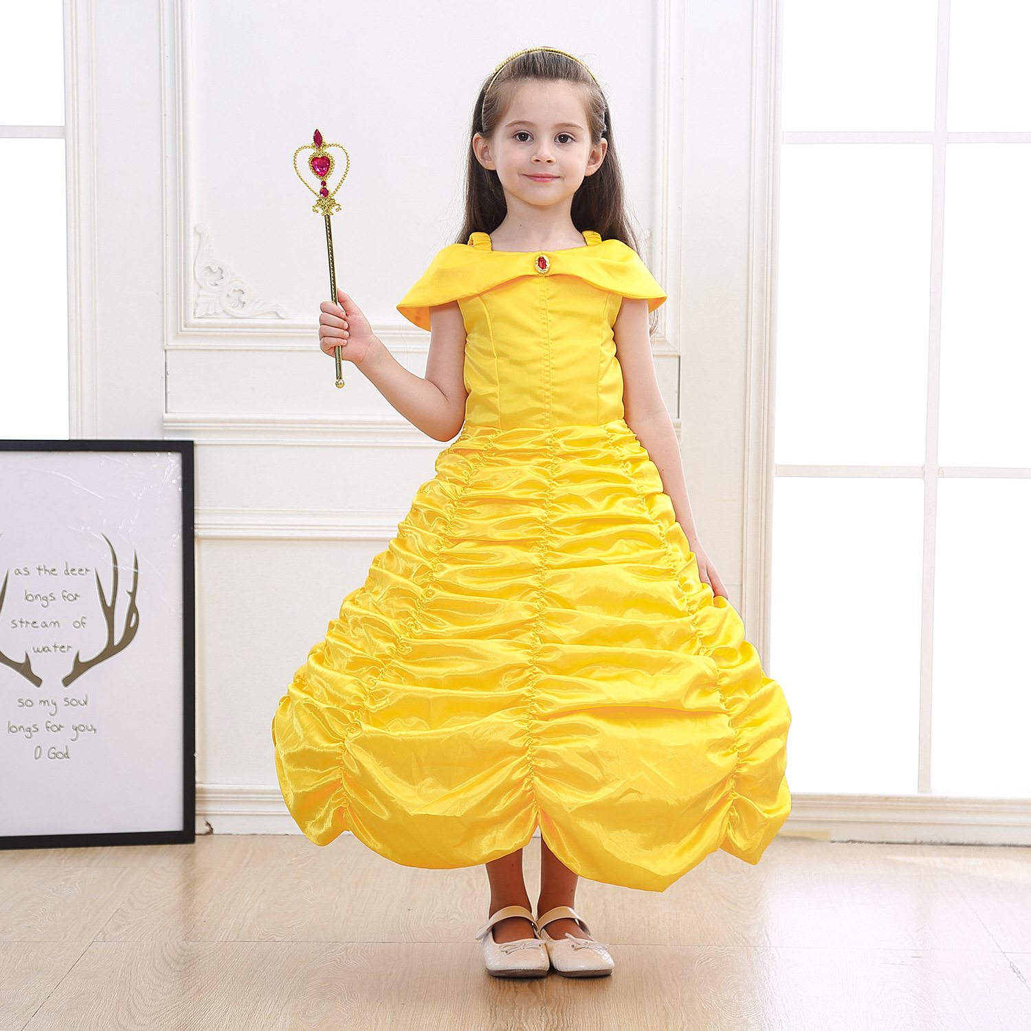 20.18 million Holy Festival Bell Princess Dress Girls Skirt Summer Belle Beauty and the Beast Kids Dress