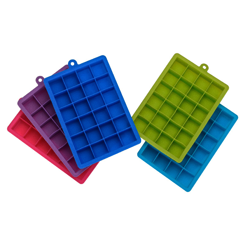 Food grade 24-hole silicone ice tray square ice box with lid food supplement puree, cheese, jelly mold