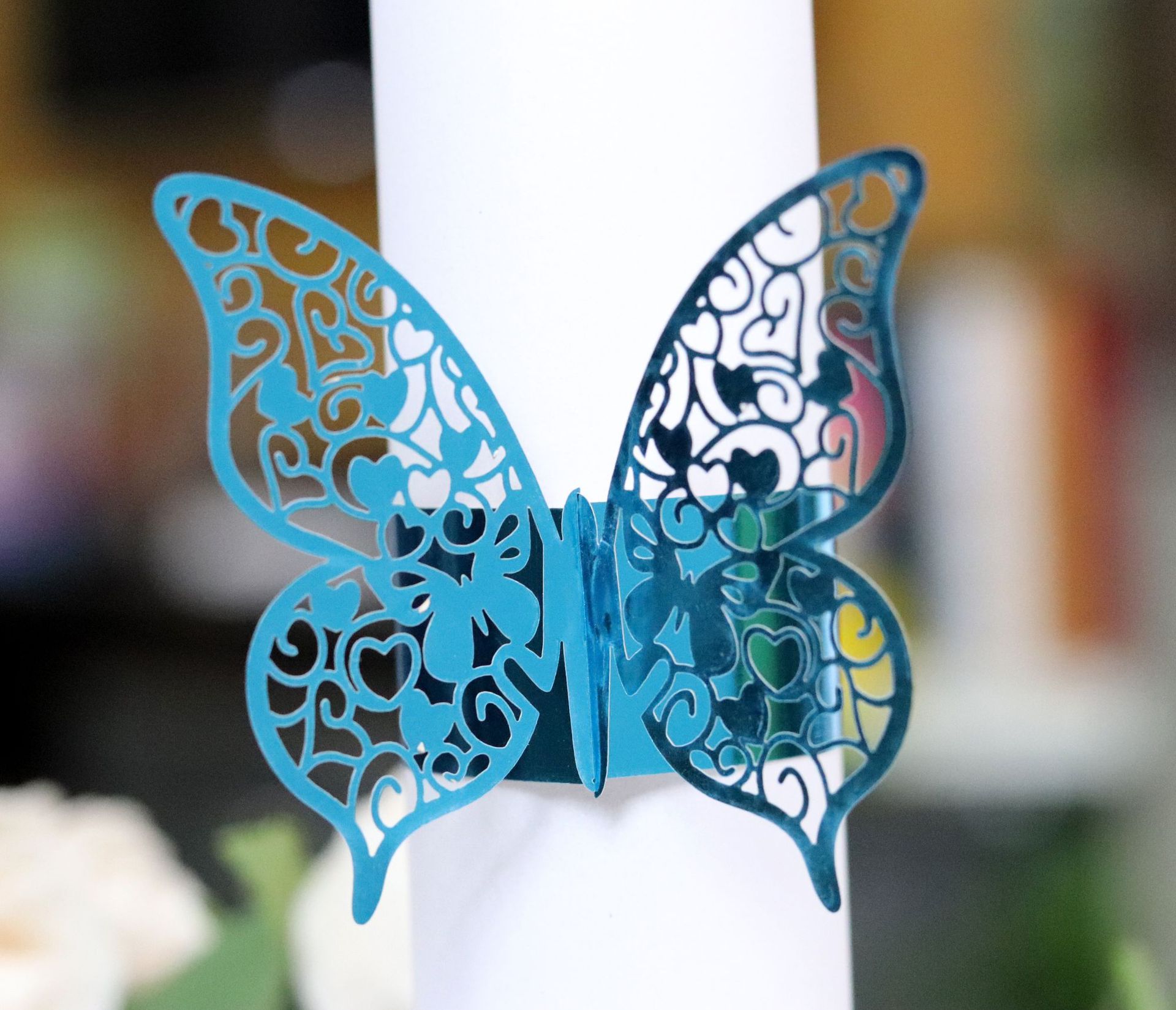 Cross-border European laser hollow three-dimensional butterfly towel buckle wedding banquet napkin ring paper buckle Shenzhen spot wholesale
