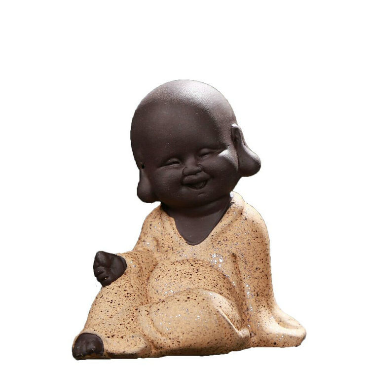 Color Sand God of Wealth Ceramic Tea Pet Purple Sand Small Ornaments Ceramic Tathagata Small Monk Car Desktop Small Buddha Statue