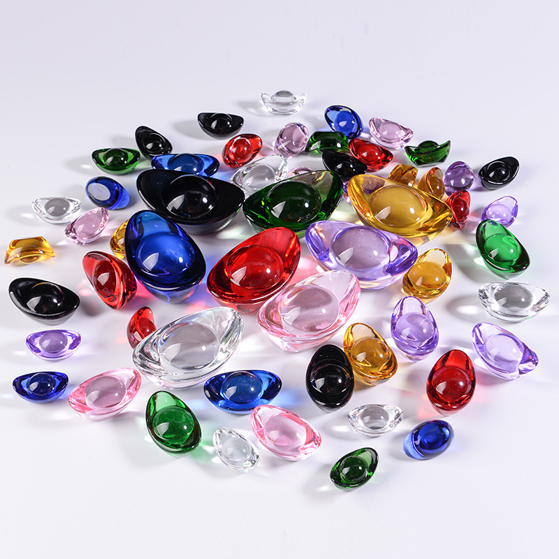 Colorful Crystal Ingot Colorful Glaze Ingot Handicraft Size Gold Ingot Ornaments Decorations Colorful Small Ingot