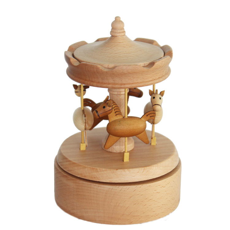 European-style lifting Trojan craft gift Sky City factory direct wooden music box wooden music box