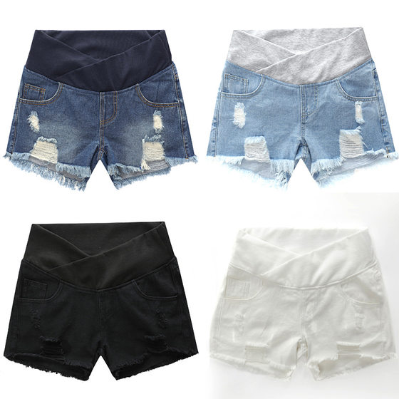 Pregnant Women's Shorts Summer Outer Wear Low Waist Denim Shorts Pregnant Women's Summer New Spring Loose Pregnant Women's Pants 0268