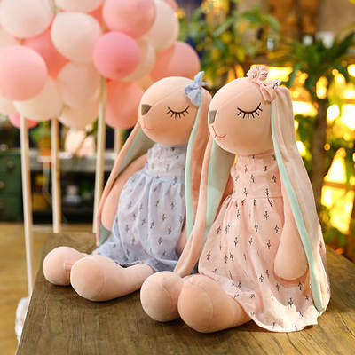 Cross-border New Rabbit Plush Toy Anan Rabbit Long Ears Rabbit Doll Soothing Cloth Doll Children Cross-border Hair