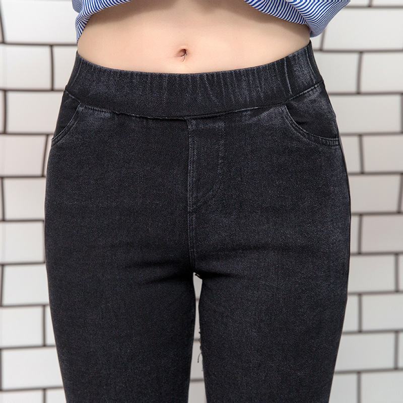 Quality Inspection Report Spring and Autumn Hot Selling Large Size Leggings Women's Snowflake Sand Wash Imitation Denim Leggings for Outer Wear