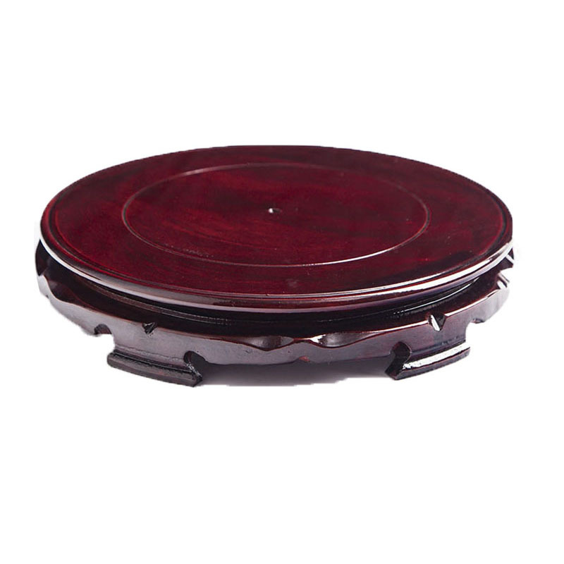 Wholesale round solid wood base vase flowerpot fish tank tray tea set stone wine jar handmade wooden ornaments