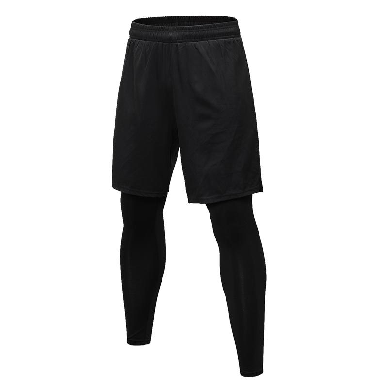 Men's Tight Pants Fake Two-piece Fitness Sports Running Training Amazon Casual Elastic Quick-drying Pants 7010