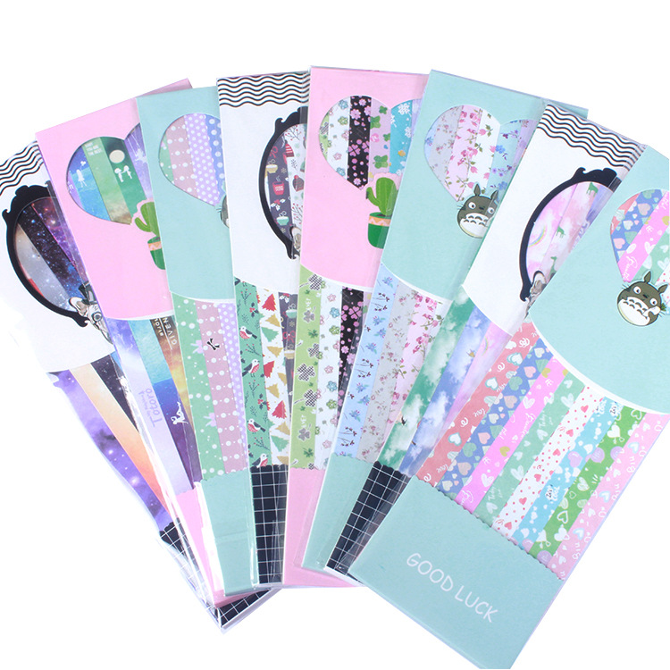 Cartoon printed stars origami strip four-leaf clover Christmas stars handmade origami color handmade paper package