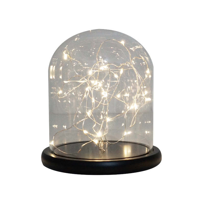 Eternal Flower Glass Cover Fire Tree Silver Flower LED Copper Wire String Lamp Holder Living Room Decorative Ornaments Dust Cover Factory Direct Supply