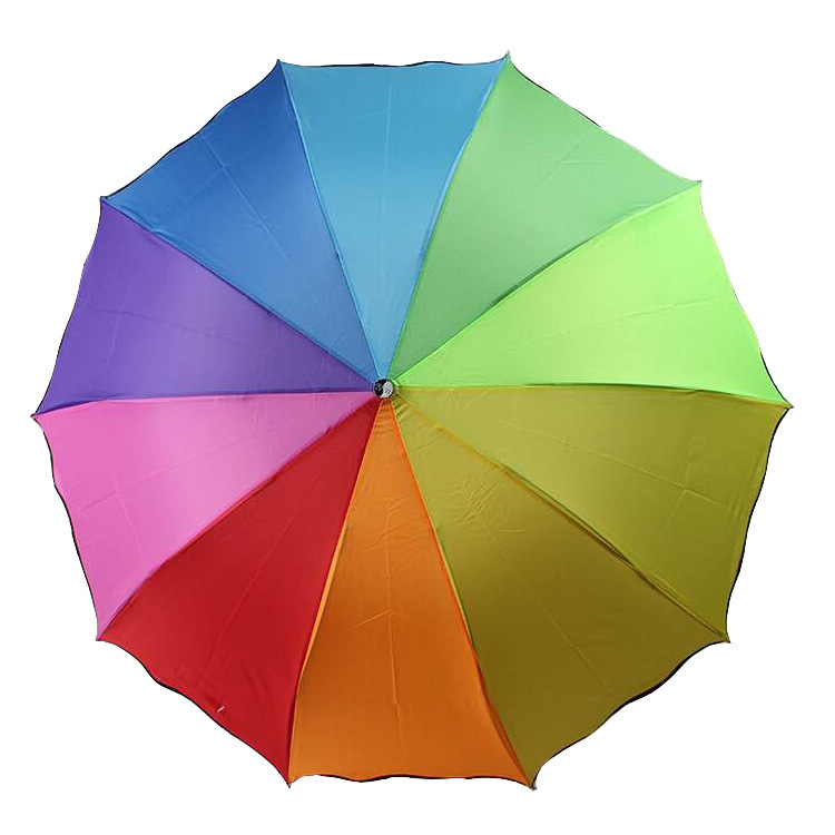 Factory wholesale tri-fold bumper cloth rainbow umbrella sun protection sun shade umbrella creative bold Rod color umbrella