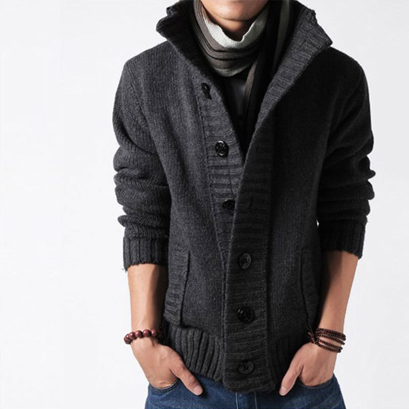 2022 Autumn and Winter New Men's Sweater Korean Knitwear Men's Vertical Collar Cardigan Autumn Coat Men's Thick Line Fashion