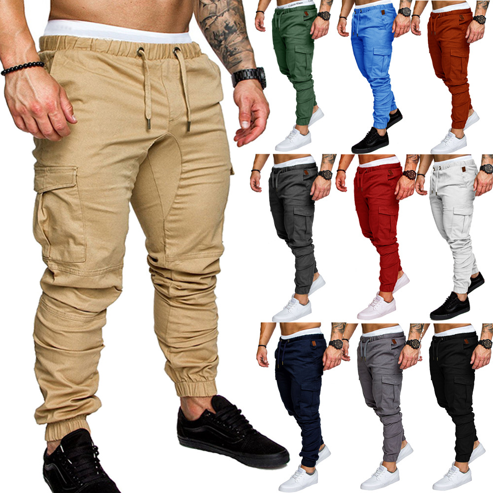 2024 foreign trade new style overalls multi-pocket trousers men's woven fabric casual pants leggings men's perennial big goods