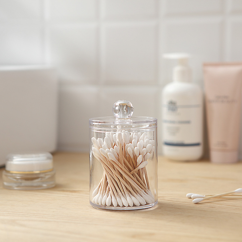 Plastic Cotton box storage box Crystal round cotton box transparent jewelry box swab box