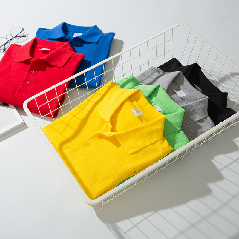 Cotton Autumn and Winter Polo Shirt Men's Long-sleeved T-shirt Lapel Solid Color Paul Shirt Loose Casual T-shirt D08
