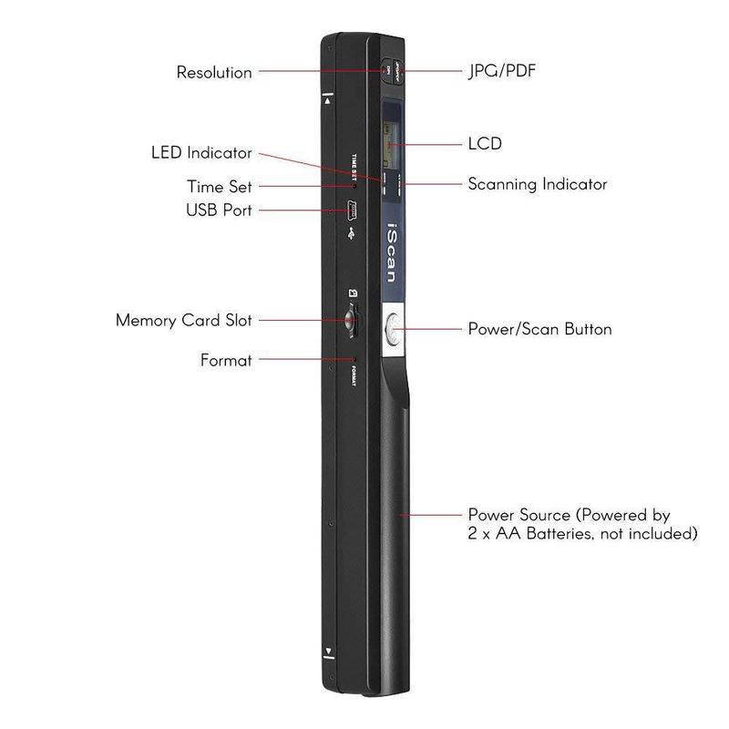 ポータブルハンドヘルド高精細カラー A4 ブックファイルフォトスキャナ家庭用 Iscan ドキュメントスキャナペン|undefined