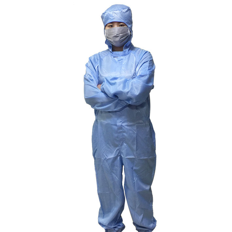 Factory wholesale anti-static hooded conjoined protective clothing electrostatic dust-free clothing work clothes blue protective clothing suit