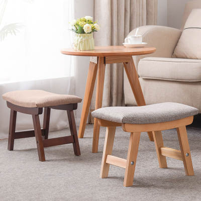 Jiayi Creative Bench Simple Solid Wood Shoe Changing Stool Living Room Foot Stool Household Fabric Low Stool