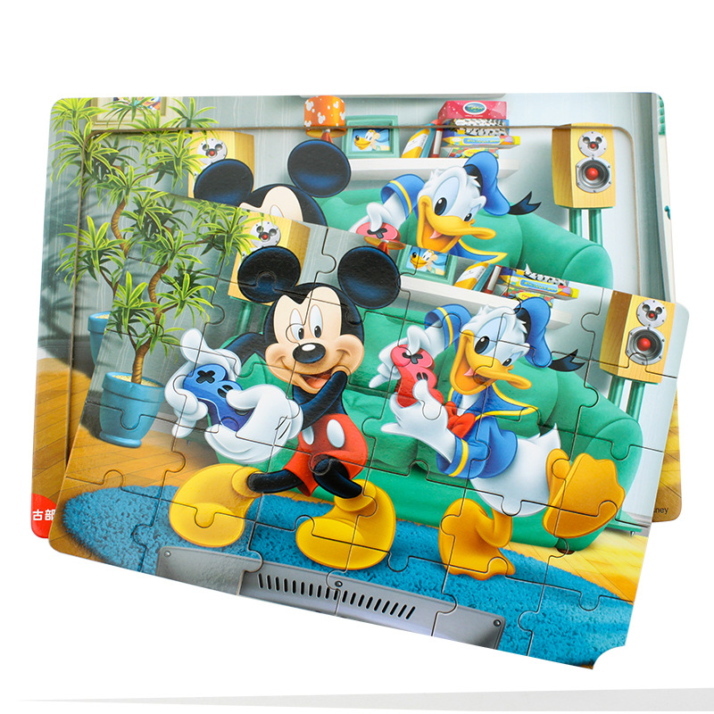 Disney Mickey Princess 30 pieces wooden frame puzzle baby early education children intelligence puzzle toys
