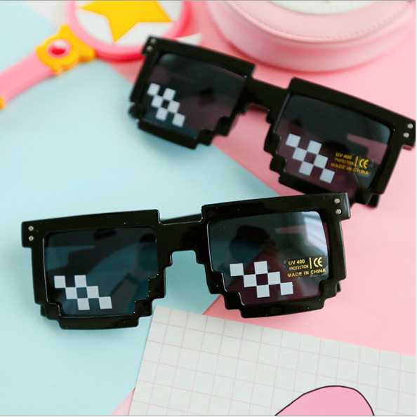 Mosaic Pixel Coding Funny Sunglasses Second Dimension Cool Birthday Gift Stage Disco Performance Sunglasses
