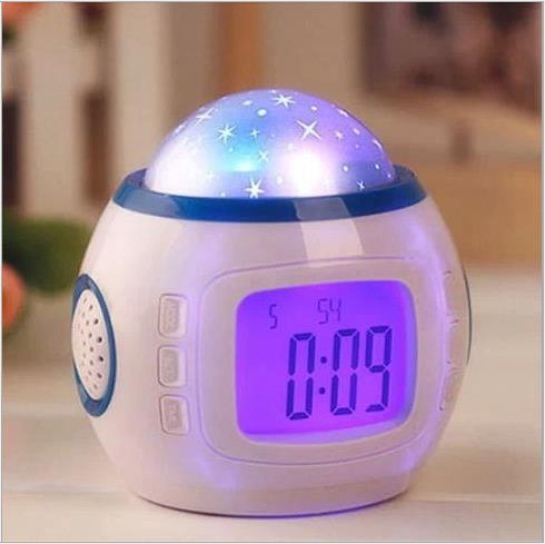 Creative children's music Starry Sky Projection clock bedside small alarm clock colorful star moon calendar clock New Gift