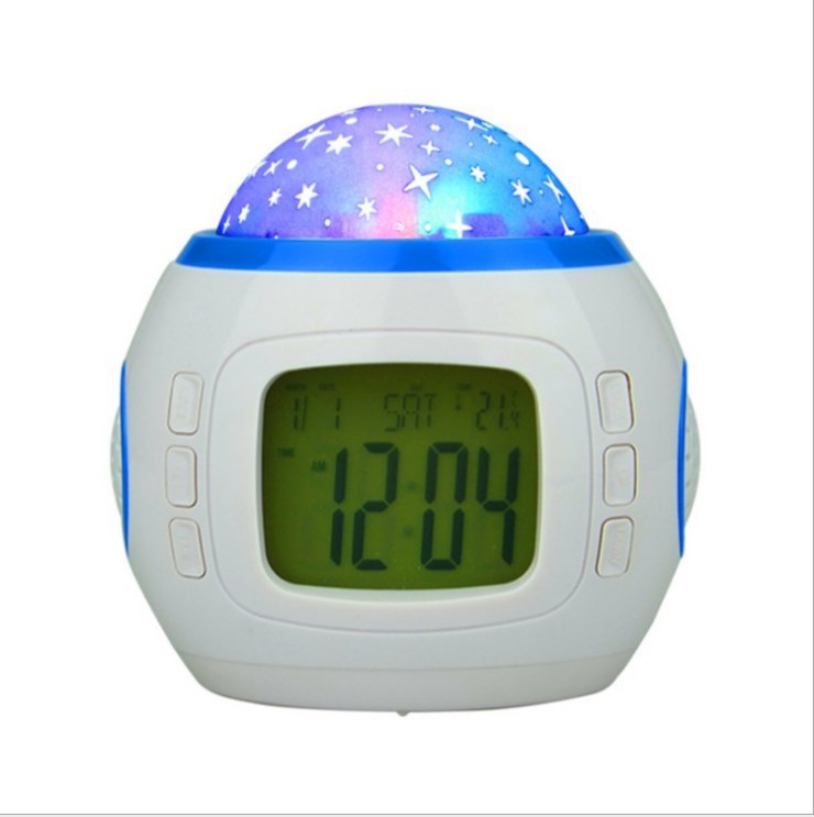Creative children's music Starry Sky Projection clock bedside small alarm clock colorful star moon calendar clock New Gift