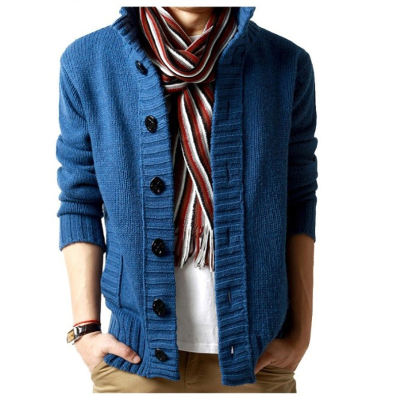 2022 Autumn and Winter New Men's Sweater Korean Knitwear Men's Vertical Collar Cardigan Autumn Coat Men's Thick Line Fashion