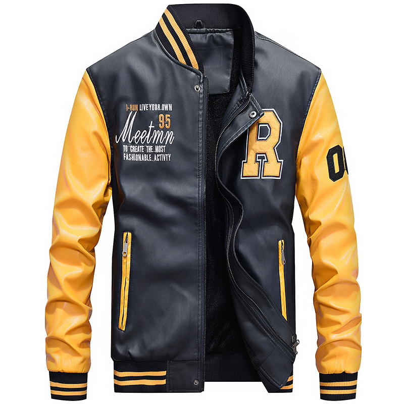 Factory Direct supply autumn and winter New pu leather coat men's casual youth Korean style loose fleece-lined leather jacket men's wholesale