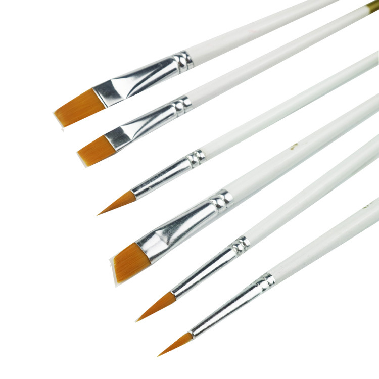 6 White Rod nylon wool brush multi-functional oil brush set gouache watercolor acrylic pigment row pen customization
