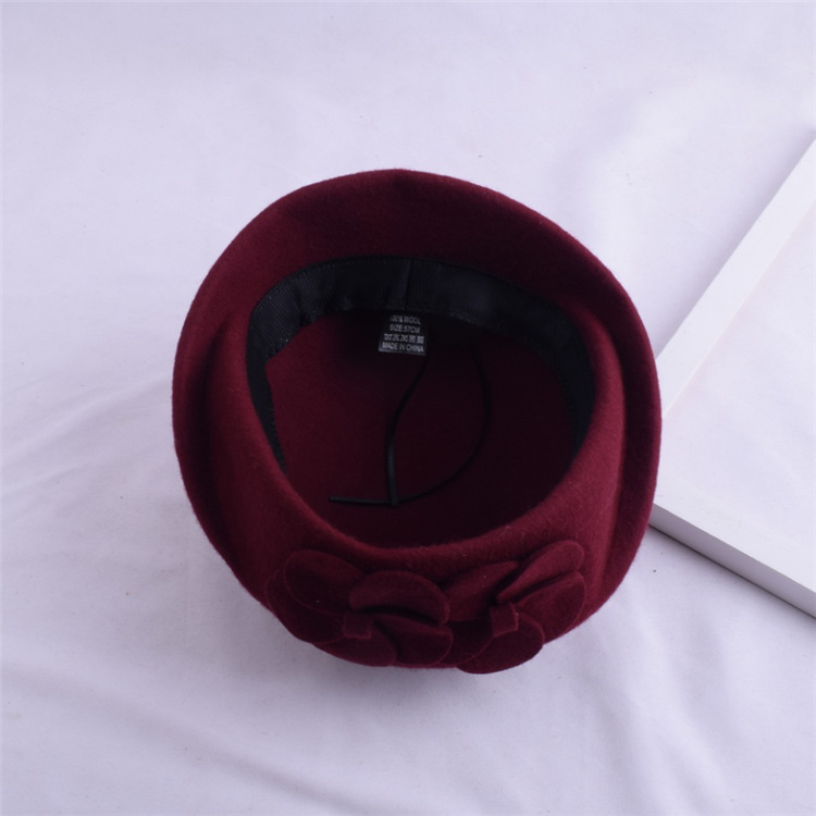 New Korean version of wool hat European and American British double flower winter hat berets Yiwu hat wholesale