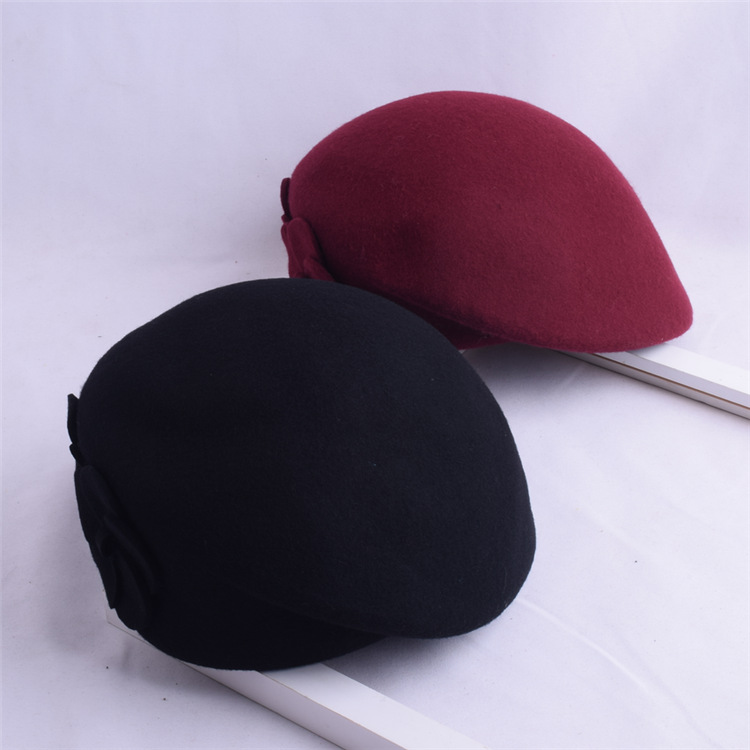 New Korean version of wool hat European and American British double flower winter hat berets Yiwu hat wholesale